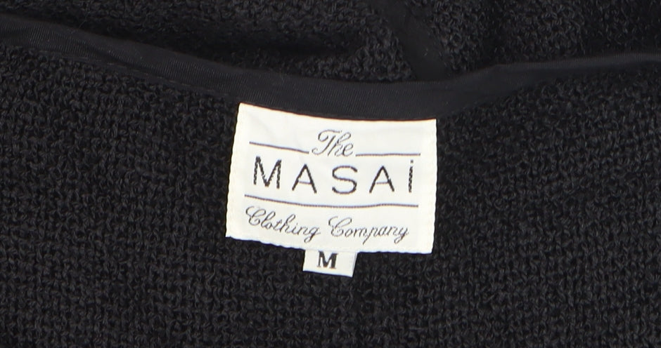 Masai Women Black Open Knit Sleeveless Vest Medium
