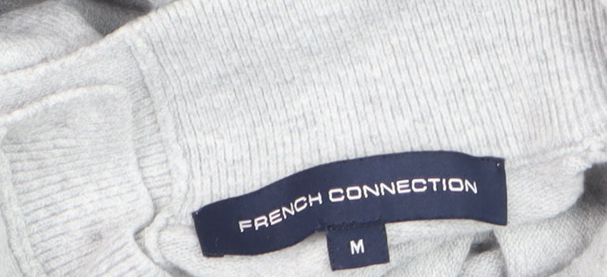 French Connection Men's Grey Mock Neck Wool Blend Jumper Size M