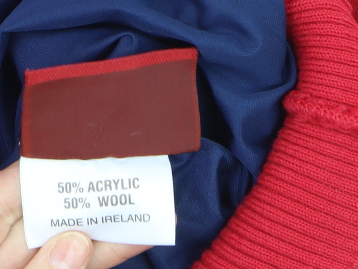 Green Lamb Men's Red Wool Blend Crew Neck Pullover Jumper M