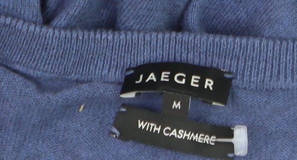 Jaeger Men's Blue Cotton Cashmere Crew Neck Jumper Size M