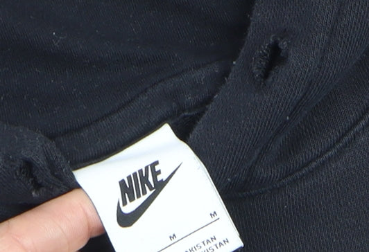 Nike Men's Black Pullover Hoodie Medium Logo Fleece Sweatshirt