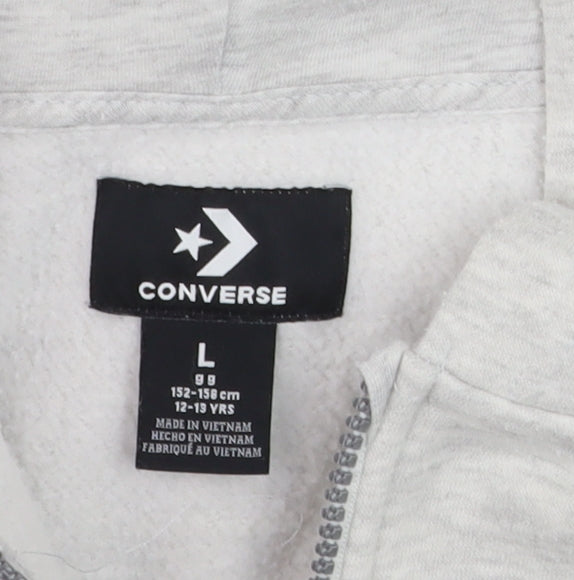 Converse Teens Grey Full Zip Hoodie Sweatshirt Size L 12-13 Yrs