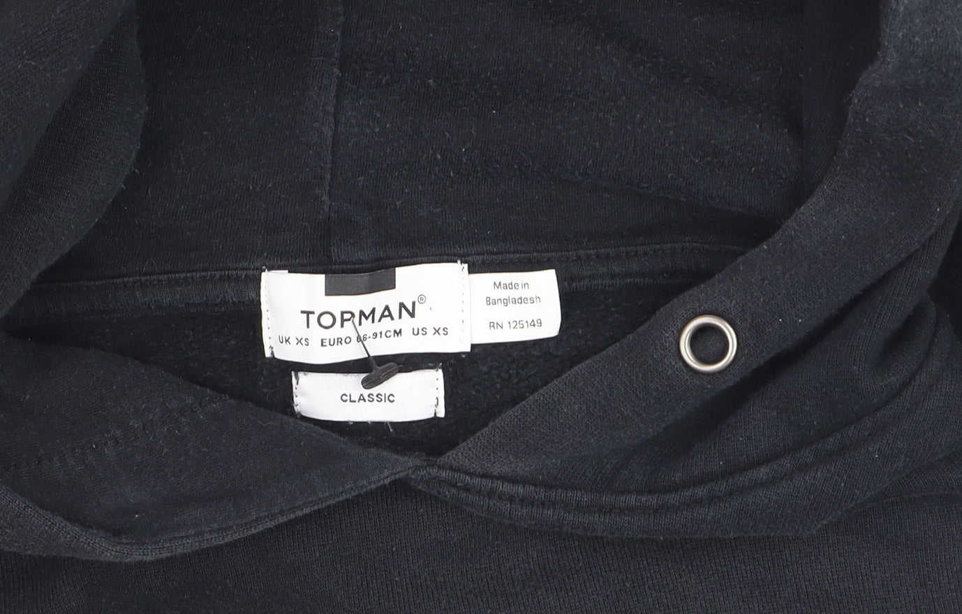 Topman Men’s Black XS Classic Pullover Hoodie with Logo