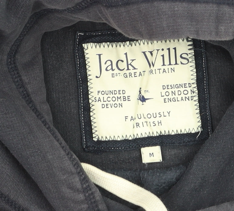 Jack Wills Mens Blue Pullover Hoodie M Regular Fit Logo Sweatshirt