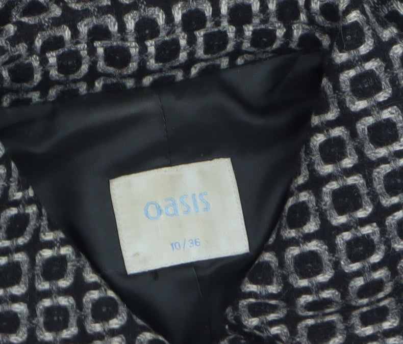 Oasis Women’s Black Wool Blend Long Overcoat Size 10