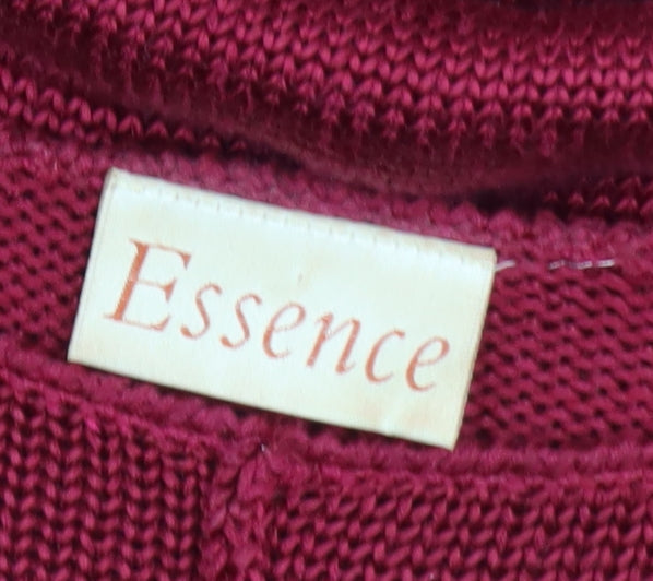 Essence Women Red Knit Pullover Jumper Size 16 Regular Fit