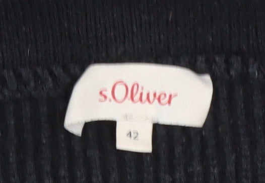s.Oliver Men's Black Mock Neck Acrylic Knit Jumper M