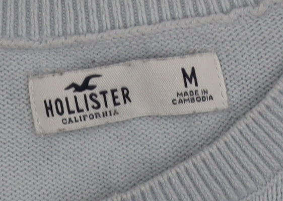 Hollister Women Blue Cotton Crew Neck Pullover Jumper M