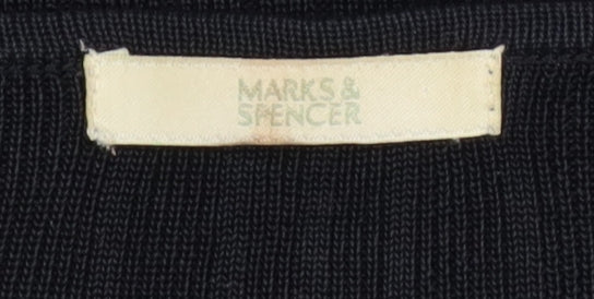 Marks & Spencer Women’s Black Beaded 3/4 Sleeve Knit Blouse Size 10