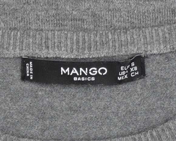 Mango Women Grey XS Pullover Jumper Long Sleeve Knit Viscose Blend