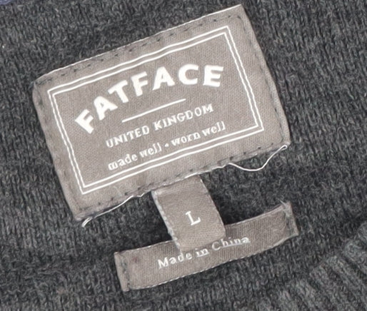 FatFace Men’s Grey Cotton Cashmere Crew Neck Jumper Size L