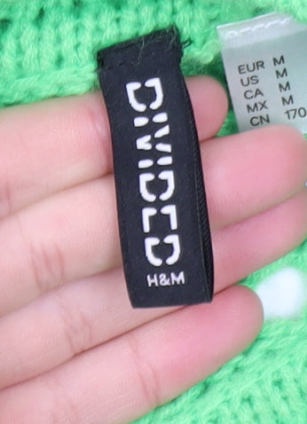 H&M Women Green Open-Knit Acrylic Pullover Jumper Size 12