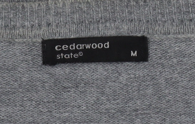 Cedarwood State Men's Grey V-Neck Acrylic Knit Jumper M