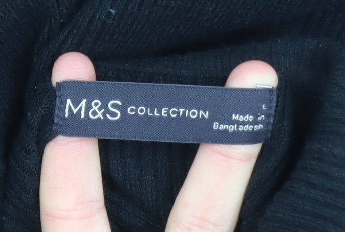 Marks & Spencer Women Black Midi Bodycon Knit Dress L