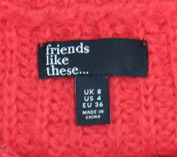 Friends Like These Women Red Chunky Knit Cardigan Size 8