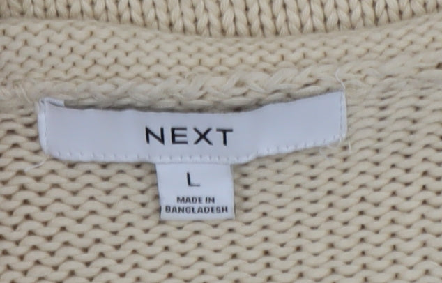 Next Women Beige Knit Cotton Sleeveless Vest Jumper L