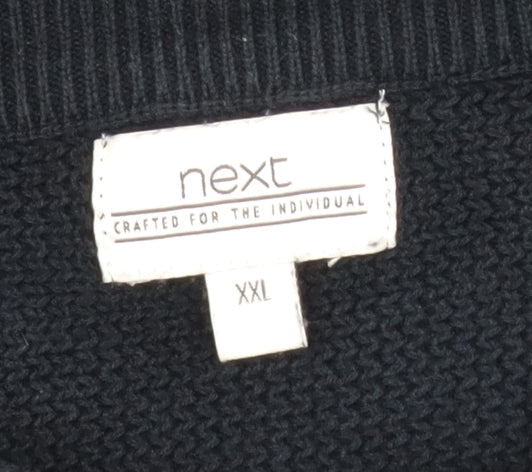 Next Men's Black 2XL Cotton Knit Crew Neck Jumper
