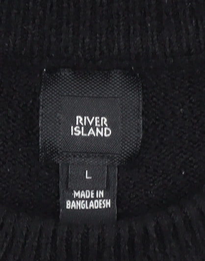 River Island Men's Black L Crew Neck Knit Jumper