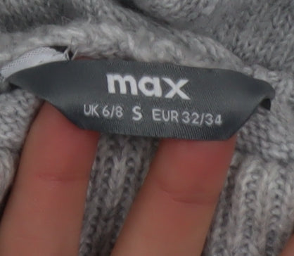 Max Women Grey Roll Neck Long Sleeve Knit Jumper Size S UK 6/8