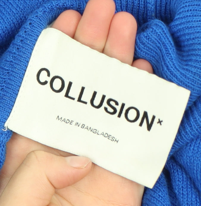 COLLUSION Women’s Blue Roll Neck Knit Jumper Size M Acrylic