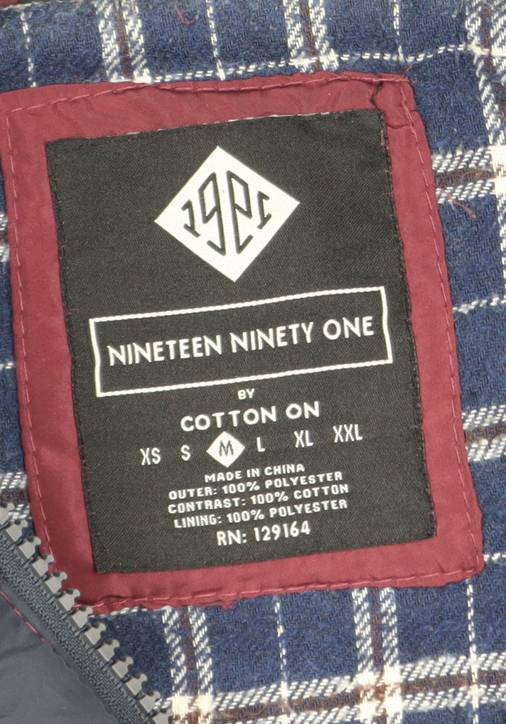 Cotton On Nineteen Ninety One Men's Burgundy Blue Puffer Waistcoat M