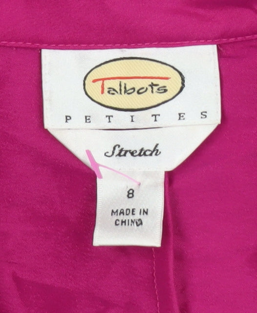 Talbots Petites Pink Satin Wrap Blouse Women’s Size 8 Long Sleeve Buckle Accent