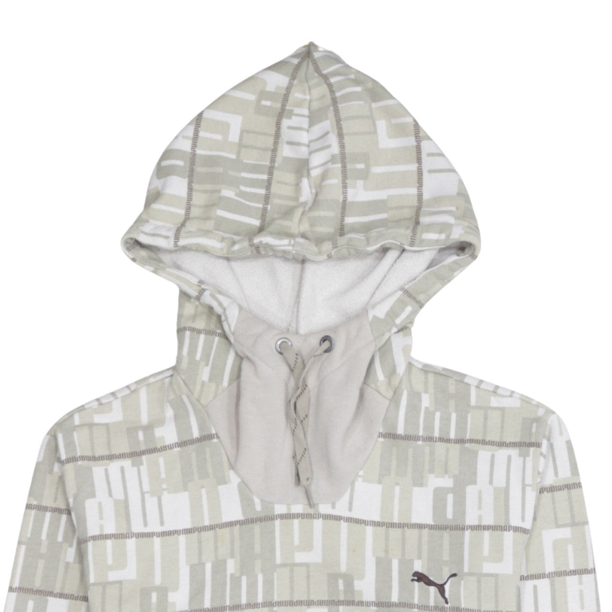 Puma Men Beige Graphic Pullover Hoodie Size S Casual Sportswear