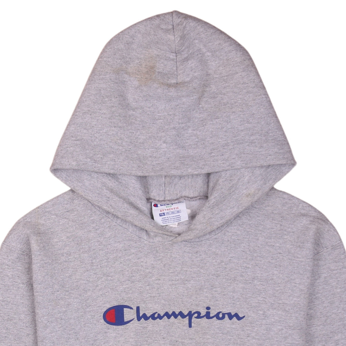 Champion Boys Grey Pullover Hoodie YXL Fleece Cotton Blend Logo Sweatshirt