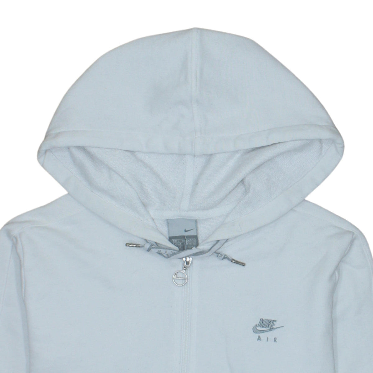 Nike Air Womens White Full Zip Hoodie Size L Grey Trim Casual