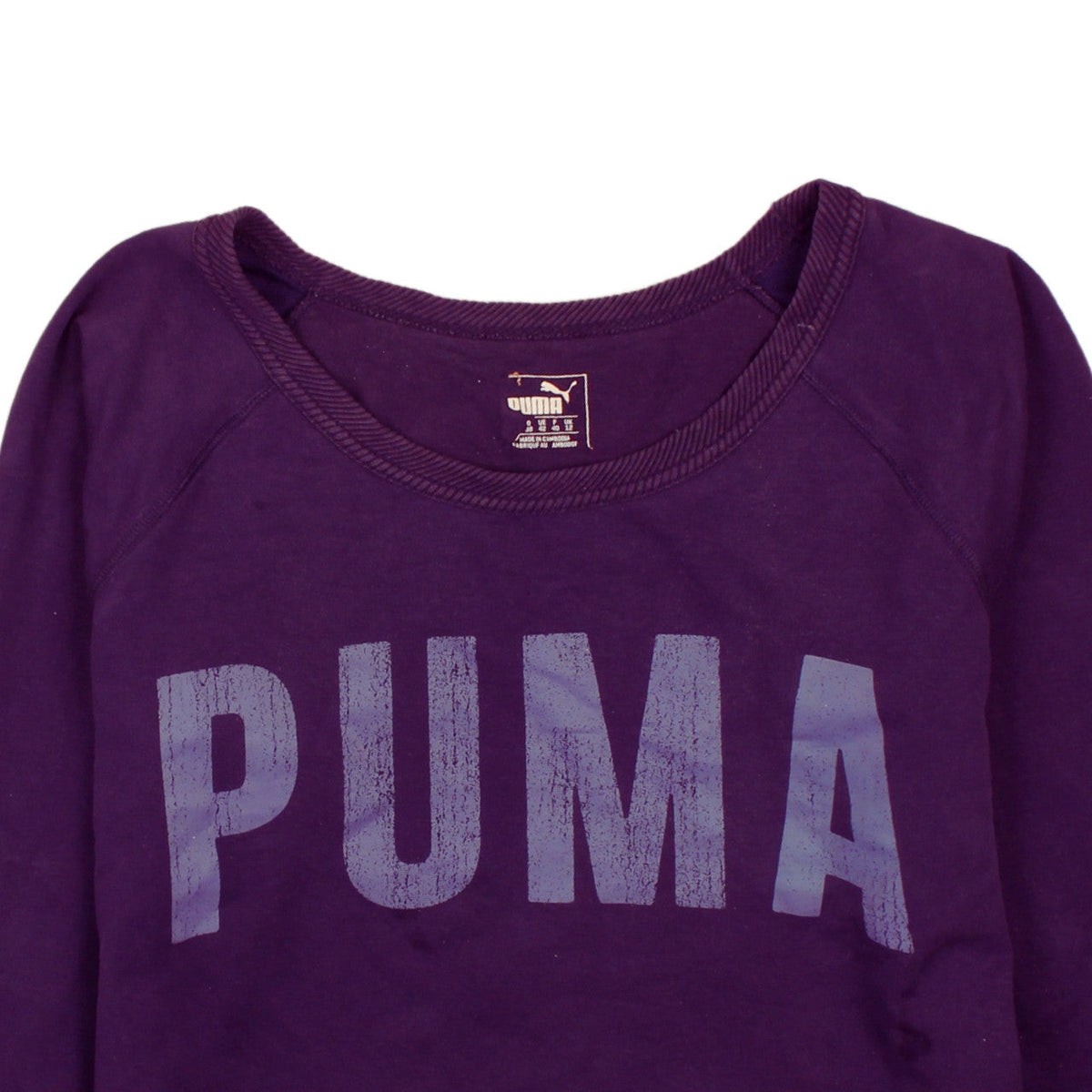 Puma Women's Purple Pullover Sweatshirt UK 12 Crew Neck Logo Print