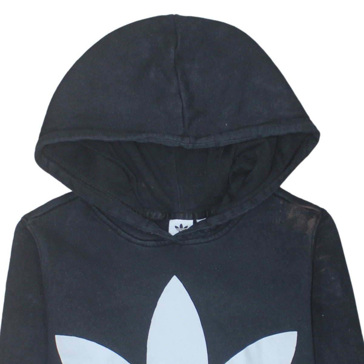 Adidas Womens Black Trefoil Logo Pullover Hoodie Size 10