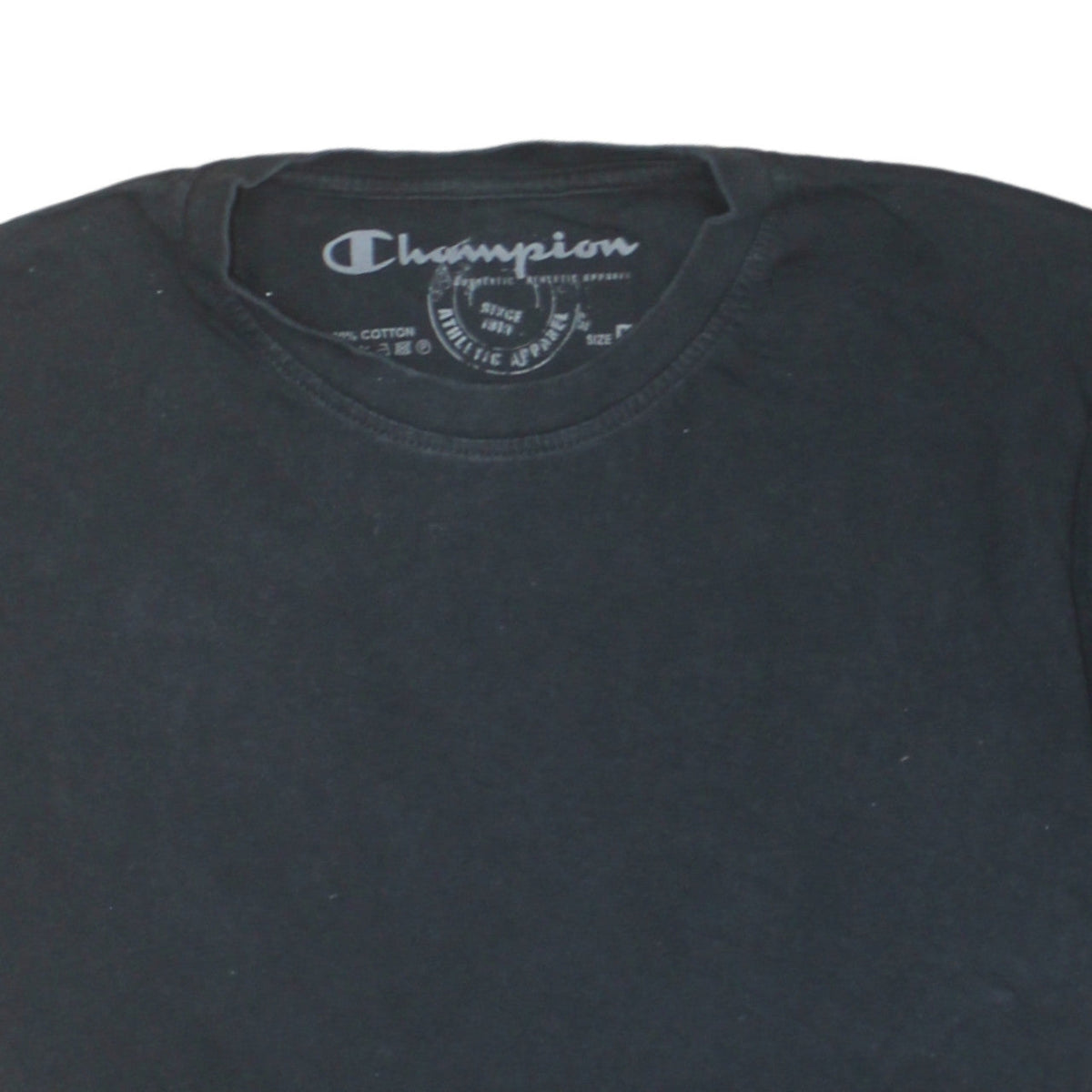Champion Men's Black Cotton Crew Neck Short Sleeve T-Shirt M