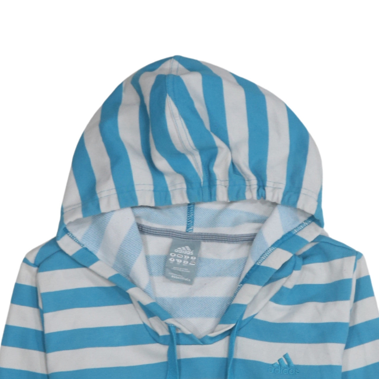 Adidas Womens Blue White Striped Pullover Hoodie Size 14
