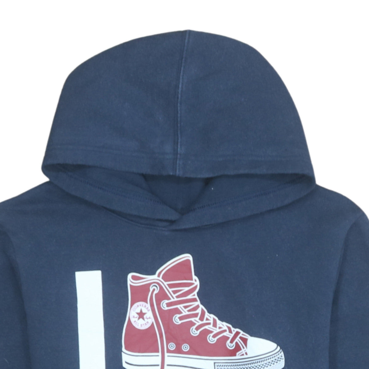 Converse Boys Blue XL Pullover Hoodie with Graphic Print and Hooded Pocket