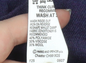 Marks & Spencer Women’s Purple Henley Wool Knit Jumper Size 10