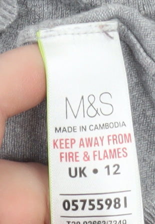 Marks & Spencer Women's Grey Long Sleeve Knit Top Size 12