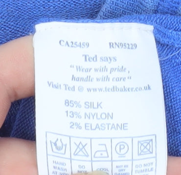 Ted Baker Women's Blue Silk Blend Zip Jacket Size 12