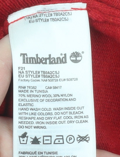 Timberland Men's Red Merino Wool Crew Neck Jumper Size M