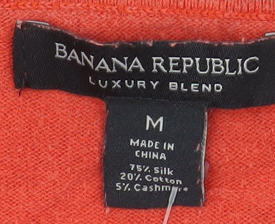 Banana Republic Men's Orange Silk Blend V-Neck Jumper M