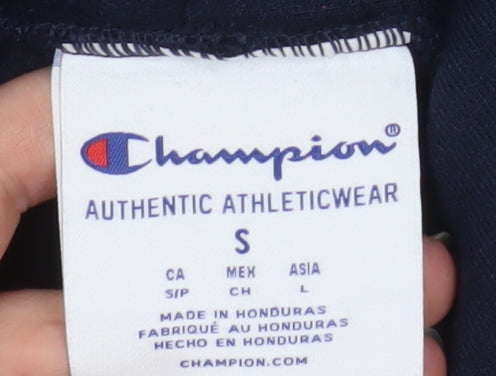 Champion Men's Blue Pullover Hoodie Small Fleece Logo Sweatshirt