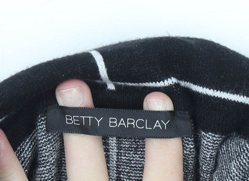 Betty Barclay Women's Black Roll Neck Checked Knit Jumper Size 10