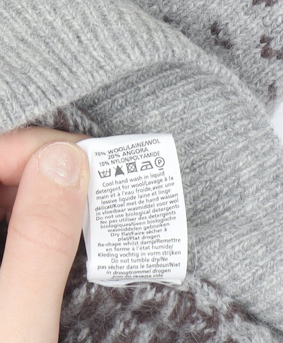 New Look Women Grey Fair Isle Knit Wool Angora Tank Size 12
