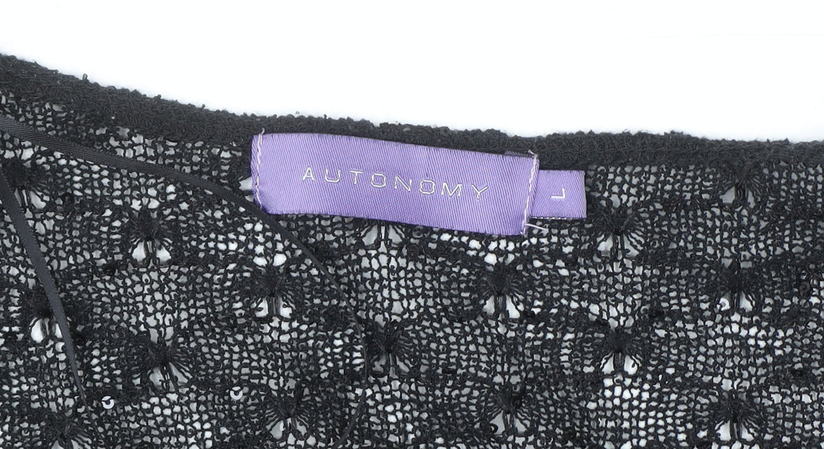 Autonomy Women's Black Sequin Wrap Cardigan L