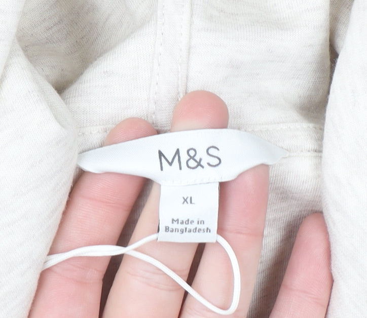 Marks & Spencer Womens Beige XL Pullover Hoodie Cotton Blend