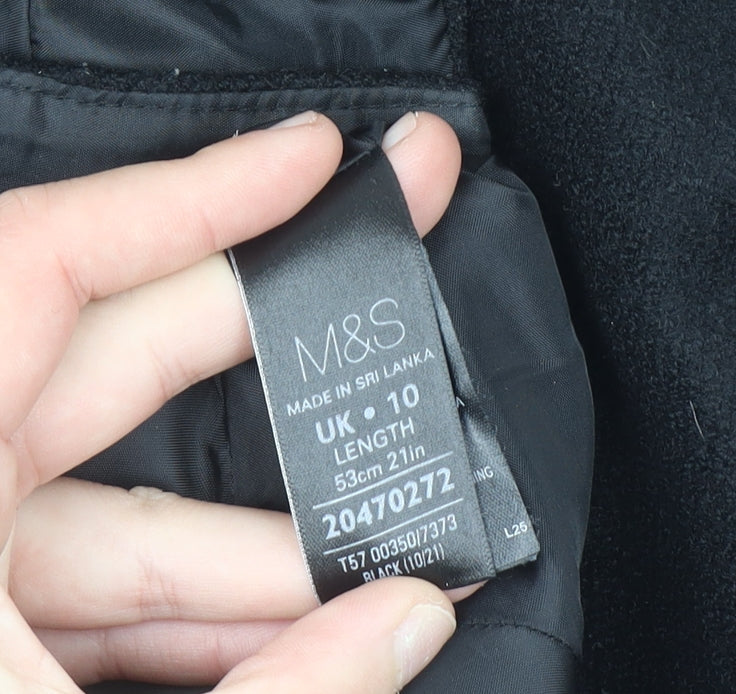 Marks & Spencer Women Black Wool Blend Pencil Skirt Size 10