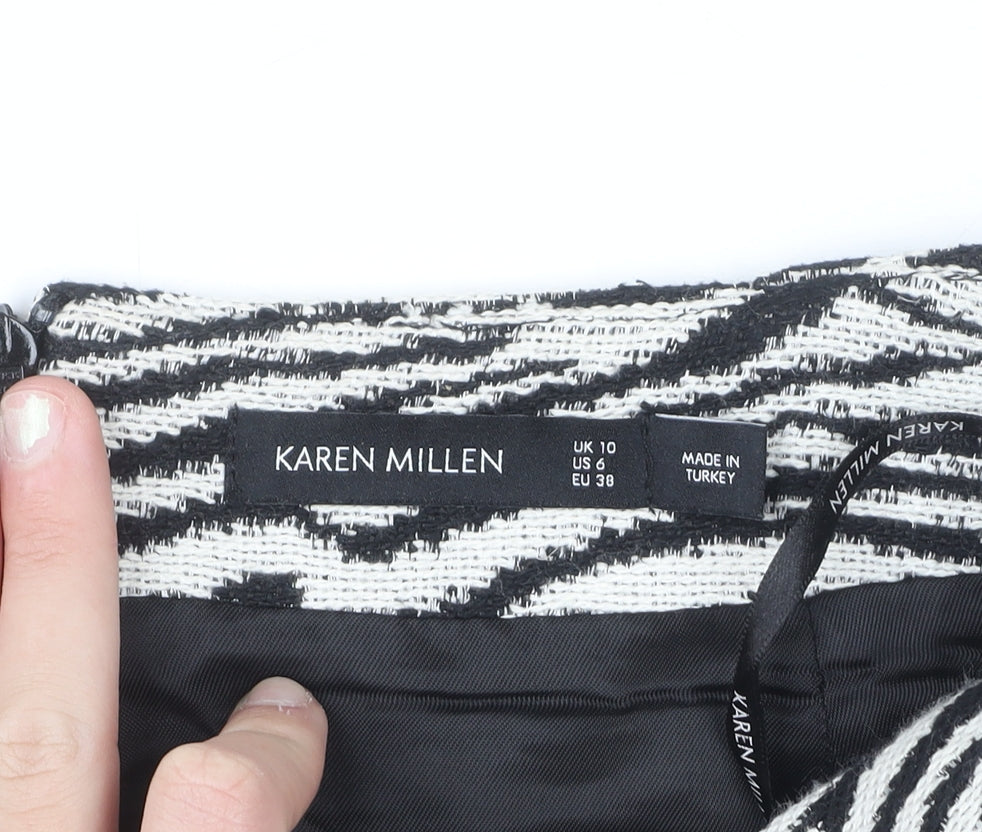 Karen Millen Women’s Black Animal Print Tweed Pencil Skirt UK 10