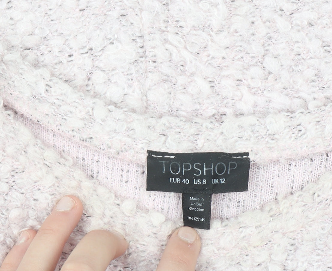 Topshop Women Pink UK 12 Chunky Knit Pullover Jumper
