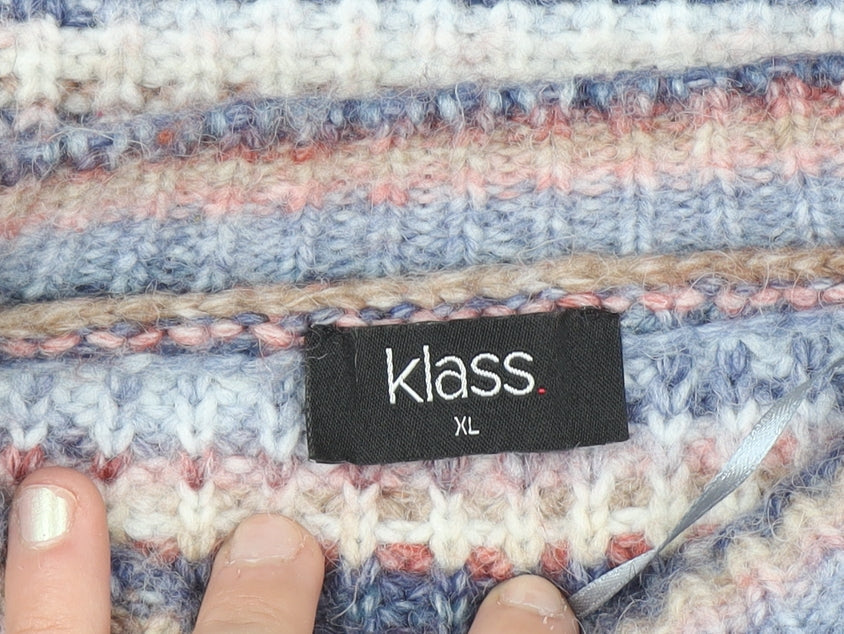 Klass Women's Multicoloured XL Striped Chunky Knit Jumper