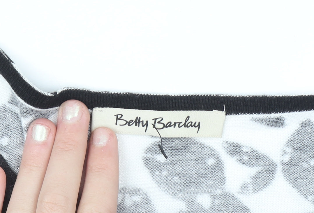 Betty Barclay Women's Black Floral Knit Cardigan Size 10