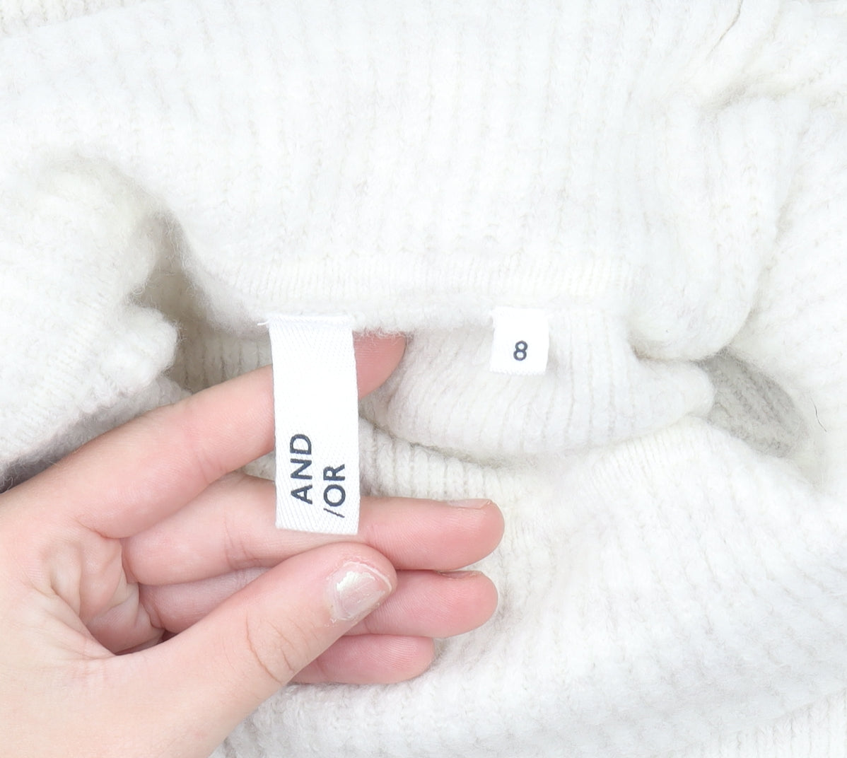 AND/OR Women’s Ivory Roll Neck Striped Knit Jumper Size 8